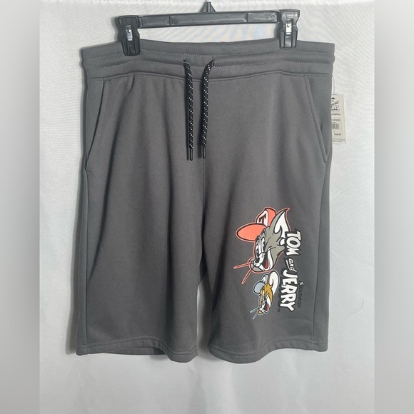 Tom & Jerry x Southpole Graphic Fleece Shorts Asphalt Gray Men’s L NWT - Picture 1 of 8